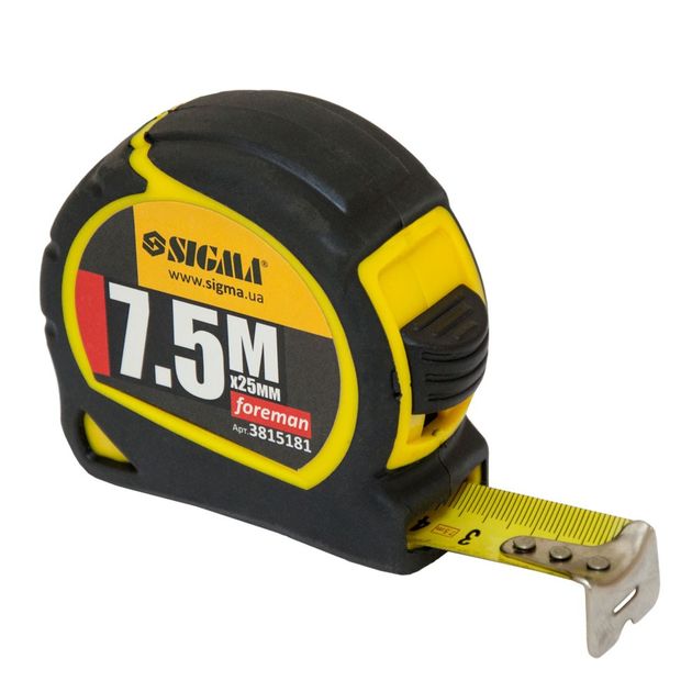 Рулетка SIGMA Foreman 7,5м х 25мм (3815181), фото  | SNABZHENIE.com.ua