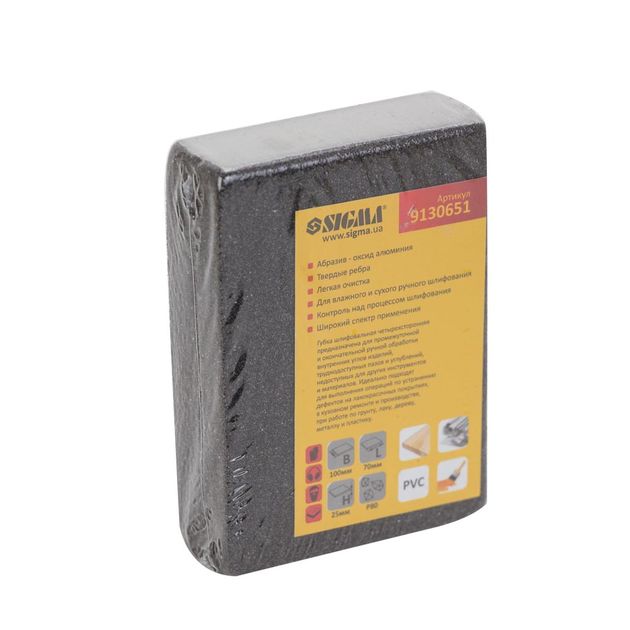 Губка шліфувальна чотиристороння 100*70*25мм P80 SIGMA (9130651), фото , зображення 3 | SNABZHENIE.com.ua