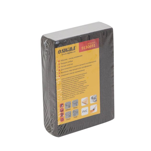 Губка шліфувальна чотиристороння 100*70*25 мм P180 SIGMA (9130691), фото , зображення 3 | SNABZHENIE.com.ua