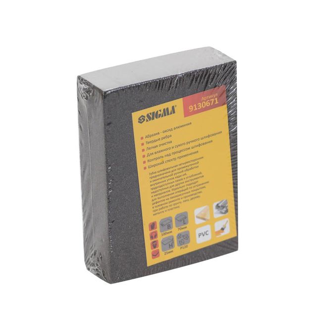 Губка шліфувальна чотиристороння 100*70*25мм P120 SIGMA (9130671), фото , зображення 3 | SNABZHENIE.com.ua