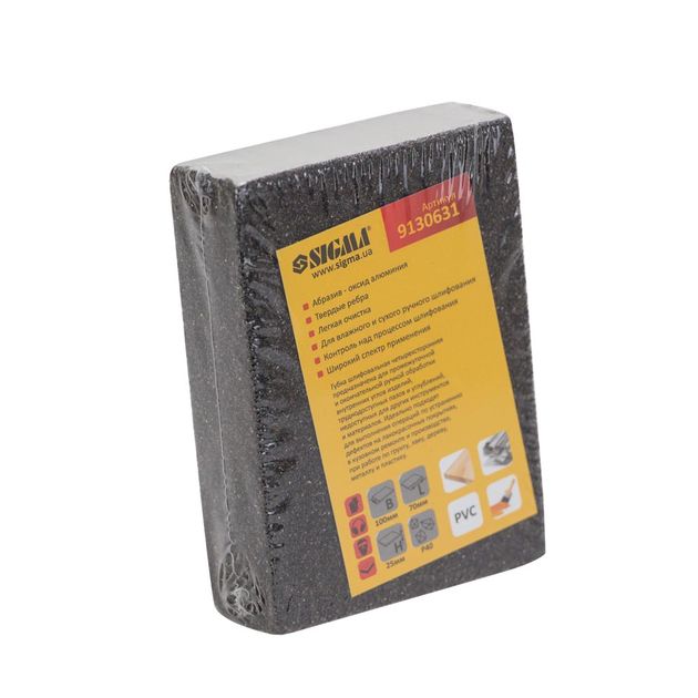 Губка шліфувальна чотиристороння 100*70*25мм P40 SIGMA (9130631), фото , зображення 3 | SNABZHENIE.com.ua