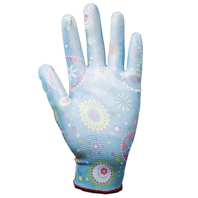 Перчатки трикотажные с ПУ покрытием, р7, SIGMA (синие манжеты), фото , изображение 2 | SNABZHENIE.com.ua