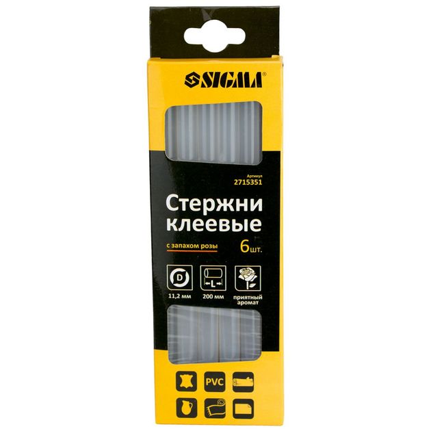 Клеевые стержни 11.2*200мм 6шт (аромат розы) SIGMA, фото , изображение 2 | SNABZHENIE.com.ua