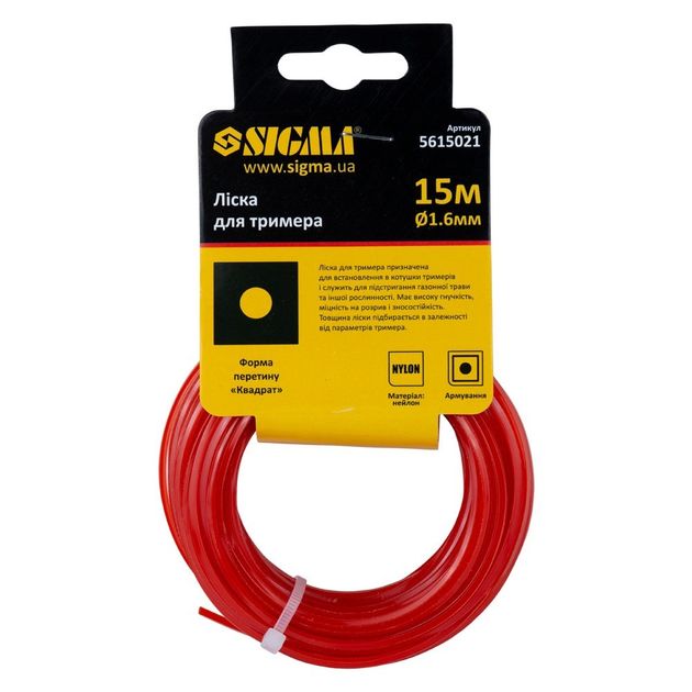 Леска для триммера армована квадратна Ø1.6мм 15м SIGMA (5615021), фото , зображення 2 | SNABZHENIE.com.ua