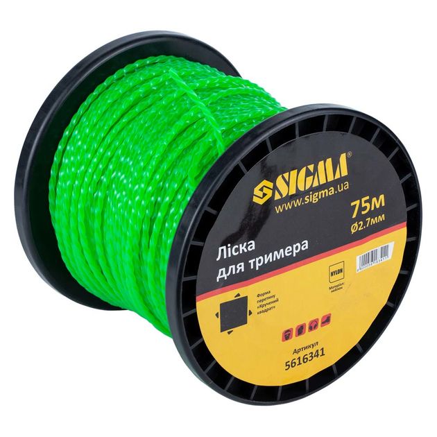 Леска для триммера квадратная Ø2.7мм 75м катушка SIGMA, фото , изображение 2 | SNABZHENIE.com.ua