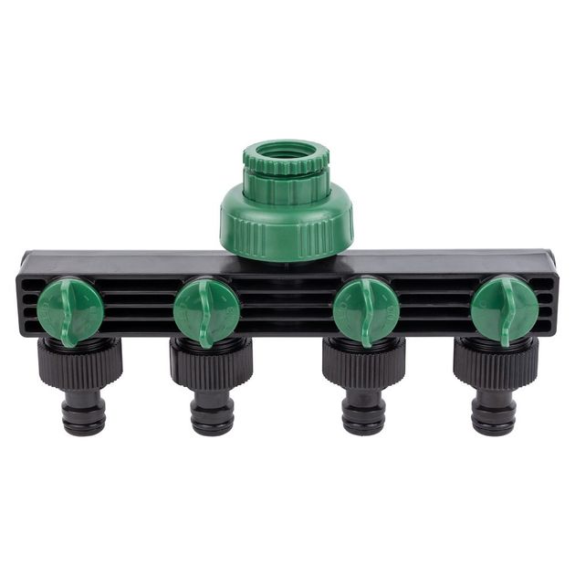 Распределительный кран с адаптерами 1/2", 4 выхода в/р 1/2×3/4 (ABS) GRAD, фото  | SNABZHENIE.com.ua