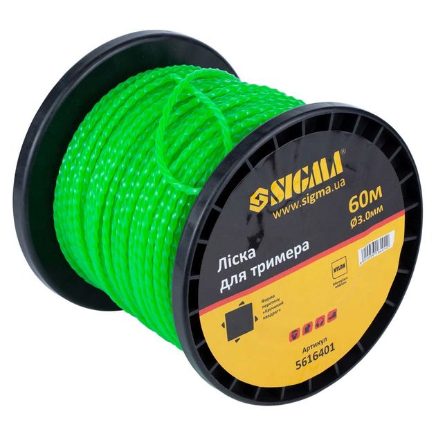 Леска для триммера крута квадратна Ø3.0мм 60м катушка SIGMA (5616401), фото , зображення 2 | SNABZHENIE.com.ua Леска для триммера крута квадратна Ø3.0мм 60м катушка SIGMA (5616401), фото , зображення 2 | SNABZHENIE.com.ua
