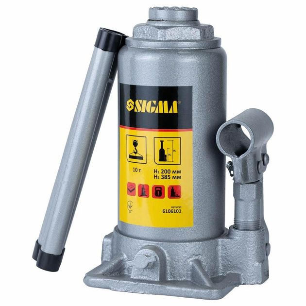Домкрат гидравлический бутылочный 10т 200-385мм Standard SIGMA, фото  | SNABZHENIE.com.ua