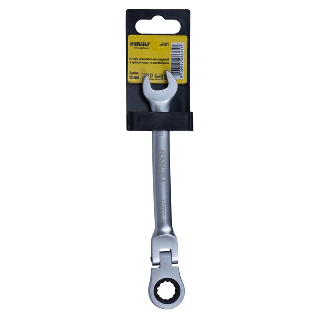 Ключ трещоточный рожково-накидной с шарниром 12мм CrV SIGMA, фото , изображение 3 | SNABZHENIE.com.ua Ключ трещоточный рожково-накидной с шарниром 12мм CrV SIGMA, фото , изображение 3 | SNABZHENIE.com.ua