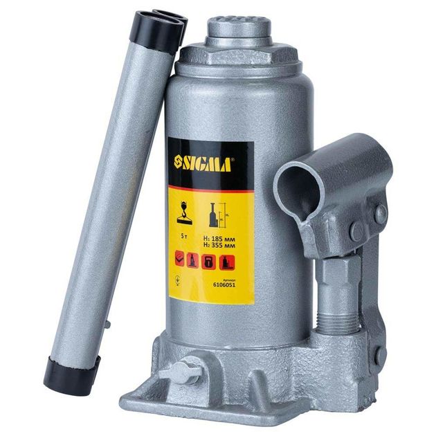 Гидравлический бутылочный домкрат 5т H 185-355мм Standard SIGMA, фото  | SNABZHENIE.com.ua