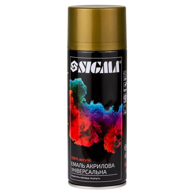 Эмаль акриловая аэрозольная 400мл RAL 1036 золотой глянец SIGMA, фото  | SNABZHENIE.com.ua