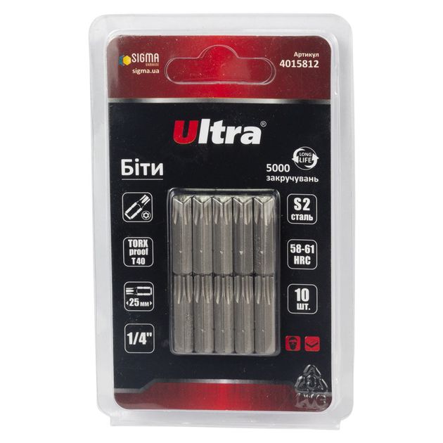 Биты TORX-proof S2 40*25мм 10шт ULTRA (4015812), фото  | SNABZHENIE.com.ua