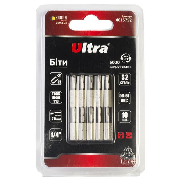 Биты TORX-proof S2 10*25 мм, 10 шт, ULTRA (4015752), фото  | SNABZHENIE.com.ua
