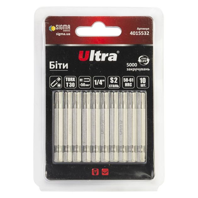 Биты TORX 30*50мм 10шт S2 ULTRA (блистер), фото  | SNABZHENIE.com.ua