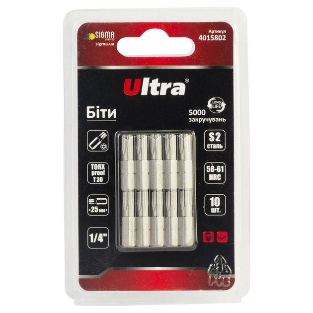 Биты TORX-proof 30*25мм 10шт S2 ULTRA (4015802), фото  | SNABZHENIE.com.ua