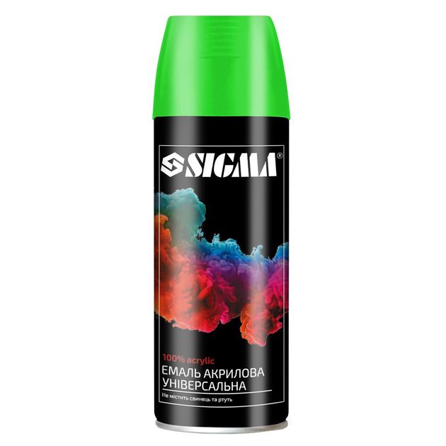Эмаль акриловая флуоресцентная 400мл RAL 6038 зеленая SIGMA, фото  | SNABZHENIE.com.ua