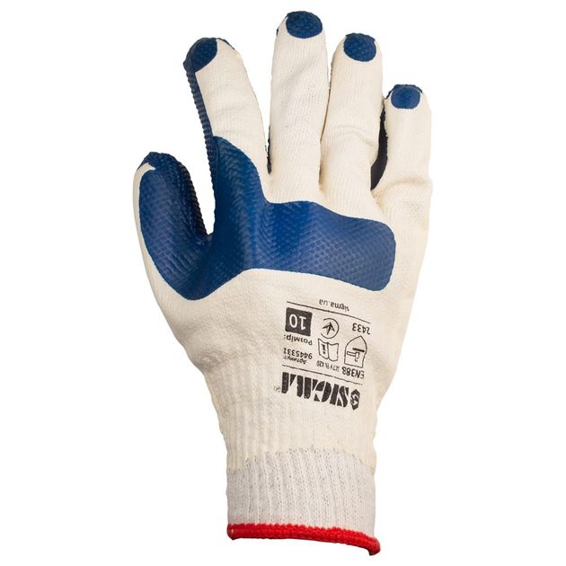 Перчатки трикотажные стекольщика с двойным латексом SIGMA (синие), фото , изображение 2 | SNABZHENIE.com.ua