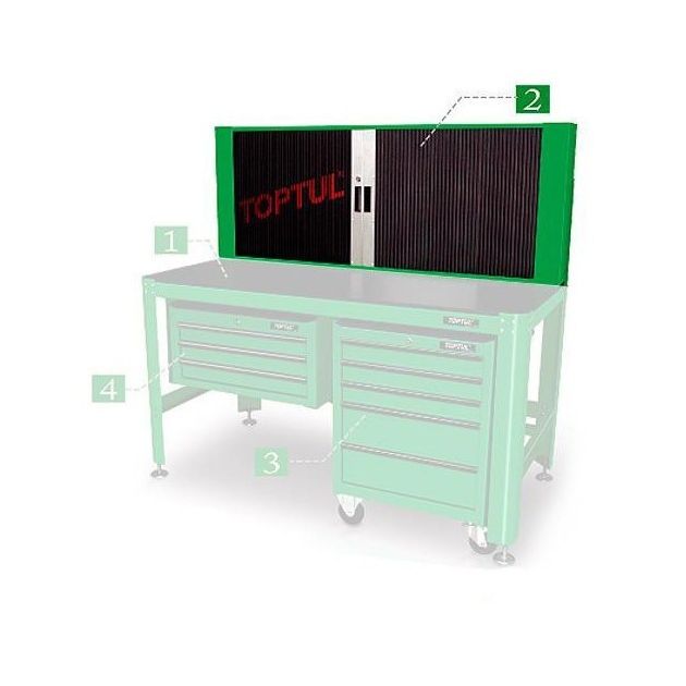 Полка для верстака TOPTUL 1560x200x603мм с 20 держателями TAAD1602, фото  | SNABZHENIE.com.ua