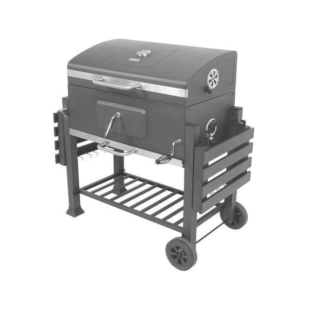 Гриль угольный LUND прямоугольный 78х43 см, 4 ножки, 2 колеса, 2 полки, фото , изображение 3 | SNABZHENIE.com.ua