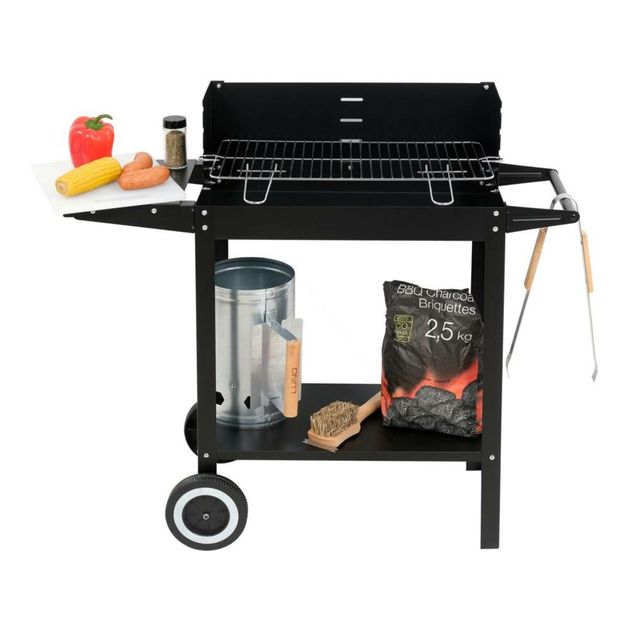 Гриль угольный LUND прямоугольный 48х27 см, 4 ножки, колеса, полка 99919, фото , изображение 6 | SNABZHENIE.com.ua