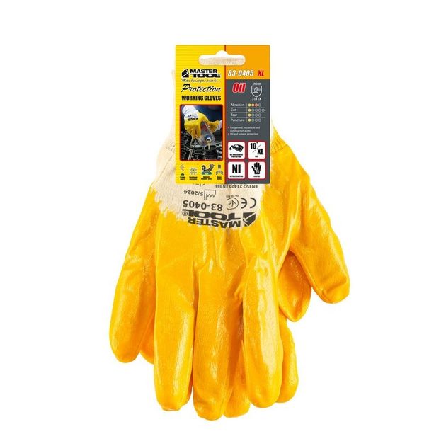 Перчатки хлопчатобумажные трикотажные с нитриловым покрытием ¾, вязаный манжет 10, подвес, оранжевые., фото , изображение 2 | SNABZHENIE.com.ua