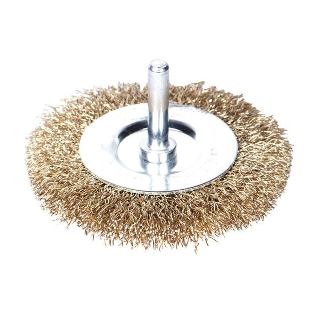 Дисковая проволочная щетка Ø50мм хвостовик Ø6мм (латунированная) SIGMA (9013051), фото  | SNABZHENIE.com.ua
