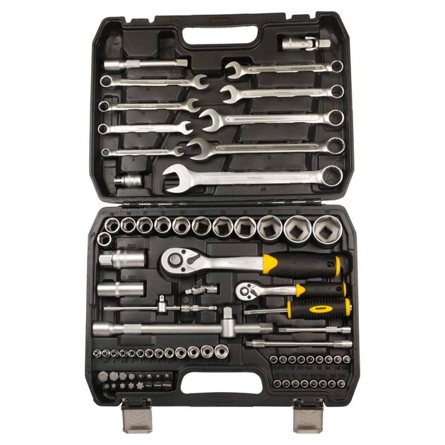 Набор насадок торцевых и бит 1/4, 1/2 82 шт CrV mid SIGMA, фото , изображение 3 | SNABZHENIE.com.ua