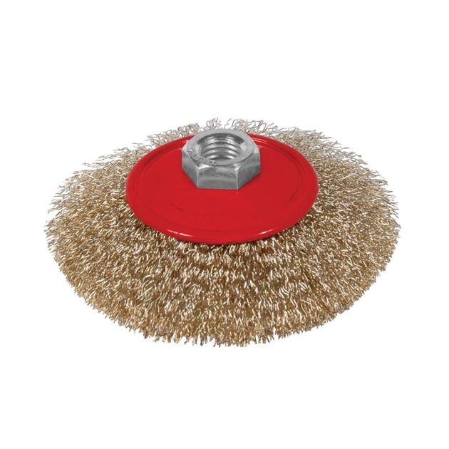 Щетка проволочная конусообразная Ø75мм М14×2мм (латунированная) SIGMA, фото  | SNABZHENIE.com.ua