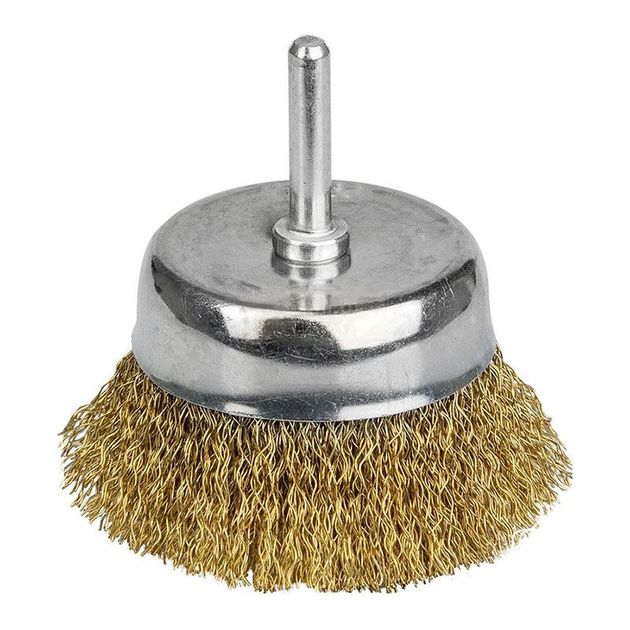 Щетка проволочная чашеобразная Ø75мм хвостовик Ø6мм (латунированная) SIGMA, фото  | SNABZHENIE.com.ua
