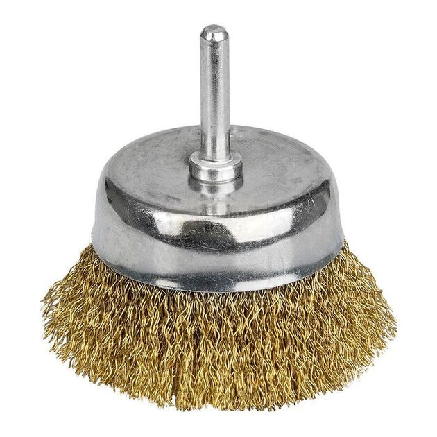 Щетка проволочная чашеобразная Ø100мм хвостовик Ø6мм (латунированная) SIGMA, фото  | SNABZHENIE.com.ua