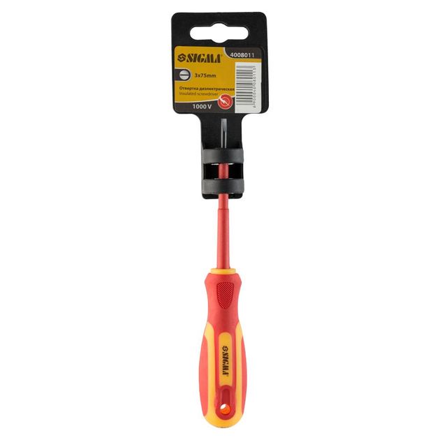 Отвертка діелектрична шліцева SL3.0×75мм 1000В СrV SIGMA (4008011), фото , зображення 6 | SNABZHENIE.com.ua