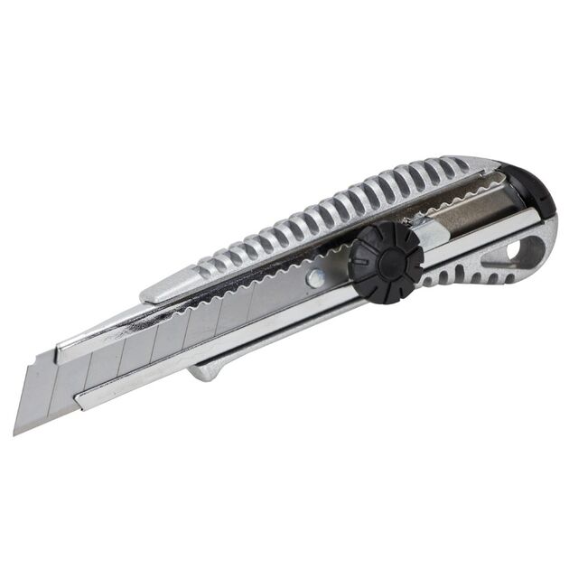 Ніж будівельний (металевий корпус) лезо 18мм гвинтовий замок SIGMA (8211031), фото , зображення 2 | SNABZHENIE.com.ua