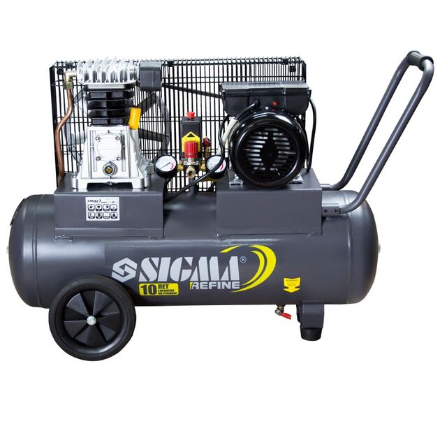 Компрессор ременной двухцилиндровый 2кВт 385л/мин 10бар 50л SIGMA REFINE, фото  | SNABZHENIE.com.ua