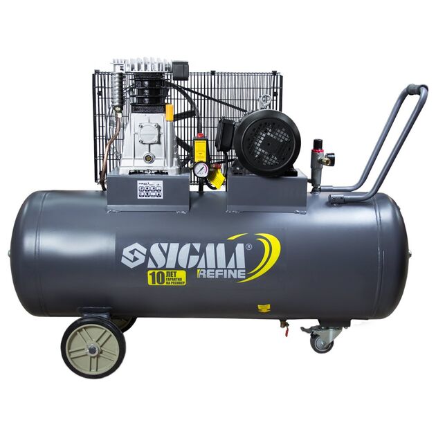 Компрессор ременной двухцилиндровый 380В 3кВт 550л/мин 10бар 150л SIGMA REFINE, фото  | SNABZHENIE.com.ua