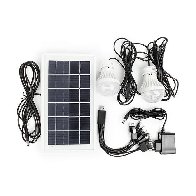 Фонарь акумуляторний 1 LED 5 W + 22 SMD з виносною сонячною панеллю, виносними 2 LED лампами, кабелем для зарядки телефону-планшета INTERTOOL LB-0105, фото , зображення 2 | SNABZHENIE.com.ua