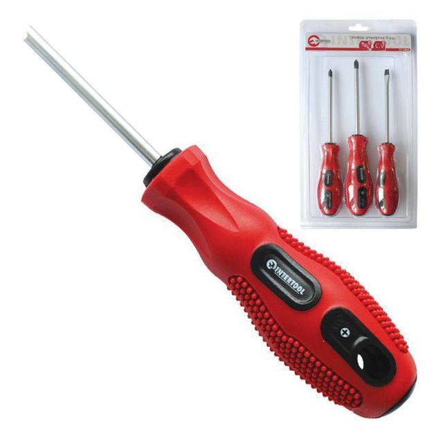 Набор отверток 3 ед. (SL5*100, PH1*100, PH2*100) Cr-V INTERTOOL VT-2004, фото  | SNABZHENIE.com.ua