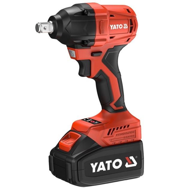 Гайковерт ударный, бесщеточный YATO: 2 аккум. 18 В Li-Ion 4 Ач, квадрат 1/2, 350 Нм + сумка, фото  | SNABZHENIE.com.ua