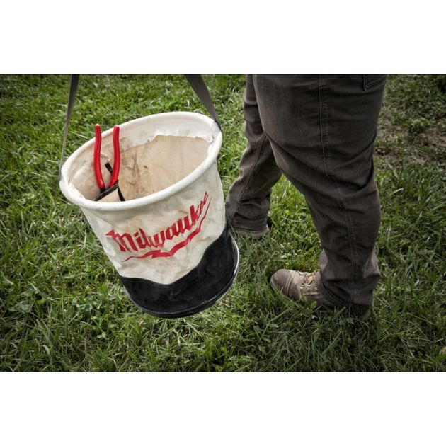 Ведро матерчатое MILWAUKEE с карманами и пластиковым дном, фото , изображение 4 | SNABZHENIE.com.ua