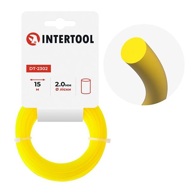 Леска для триммера круглая 2.0 мм, 15 м INTERTOOL DT-2302, фото  | SNABZHENIE.com.ua