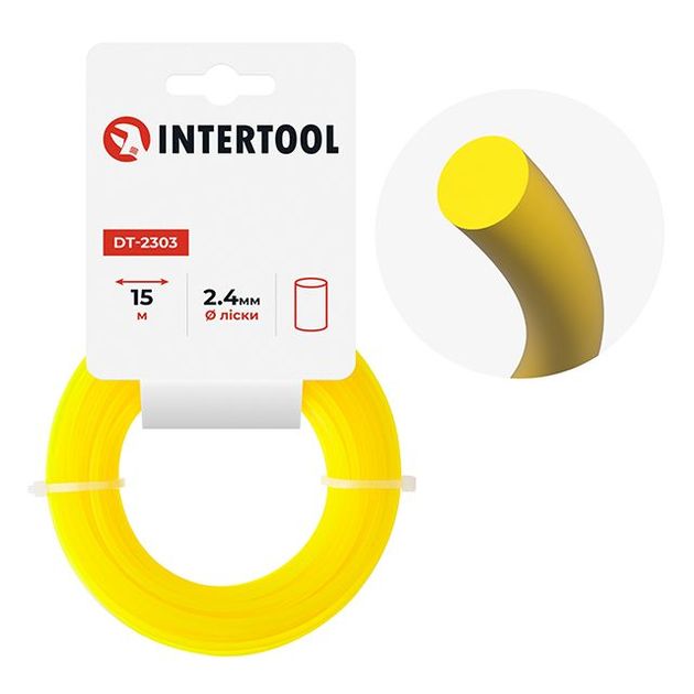 Леска для триммера круглая, 2.4 мм*15 м INTERTOOL DT-2303, фото  | SNABZHENIE.com.ua