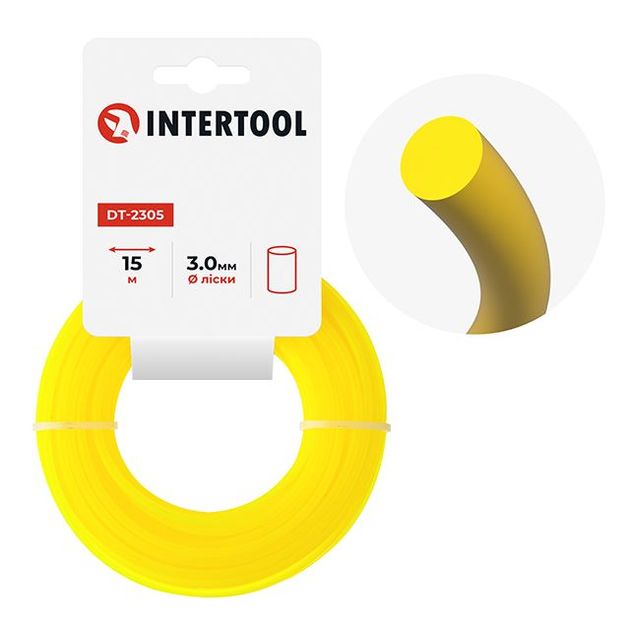 Леска для триммера круглая 3.0 мм, 15 м INTERTOOL DT-2305, фото  | SNABZHENIE.com.ua