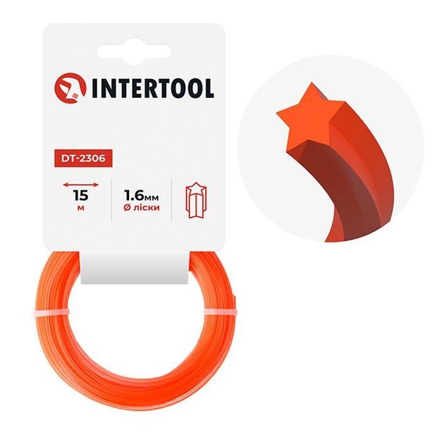 Леска для триммера INTERTOOL DT-2306, 1.6 мм, 15 м, фото  | SNABZHENIE.com.ua