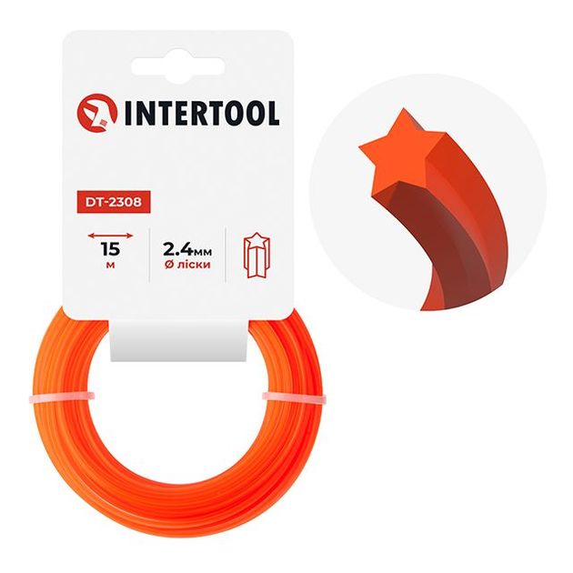 Леска для триммера INTERTOOL DT-2308, 2.4 мм, 15 м, фото  | SNABZHENIE.com.ua