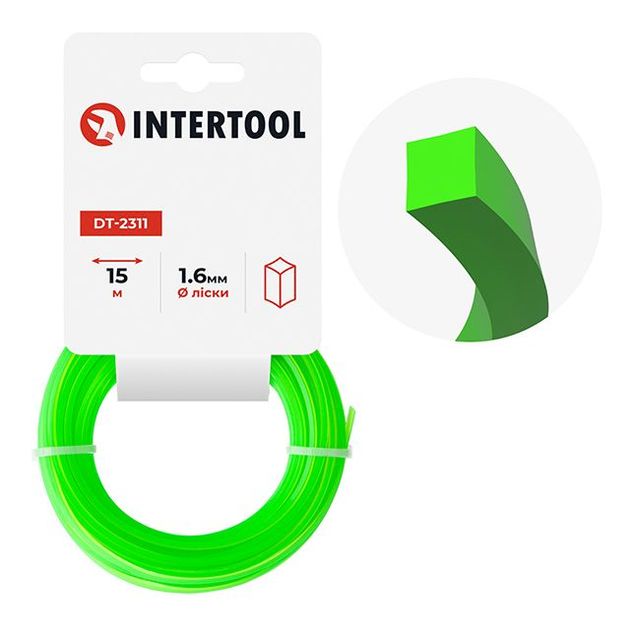 Леска квадратная 1.6 мм, 15 м INTERTOOL DT-2311, фото  | SNABZHENIE.com.ua