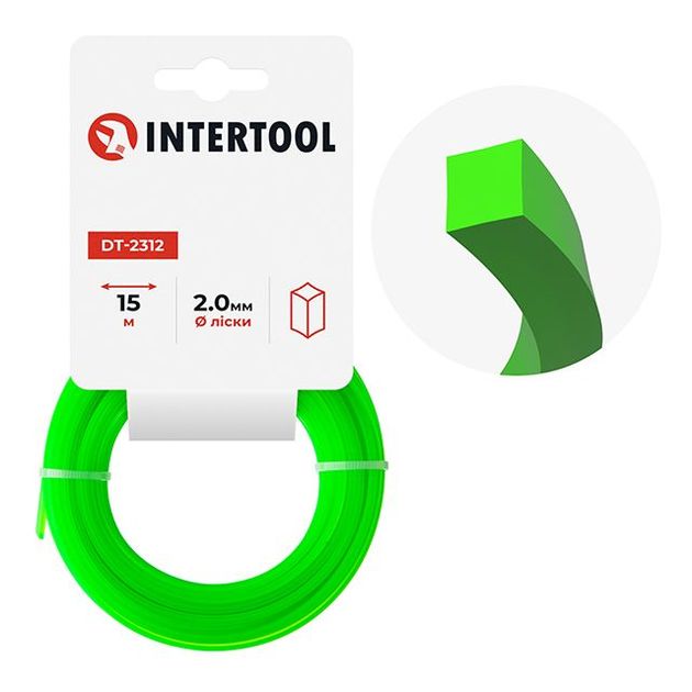 Леска для триммера квадратная 2.0 мм, 15 м INTERTOOL DT-2312, фото  | SNABZHENIE.com.ua