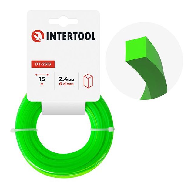 Леска квадратная для триммера 2.4 мм, 15 м INTERTOOL DT-2313, фото  | SNABZHENIE.com.ua