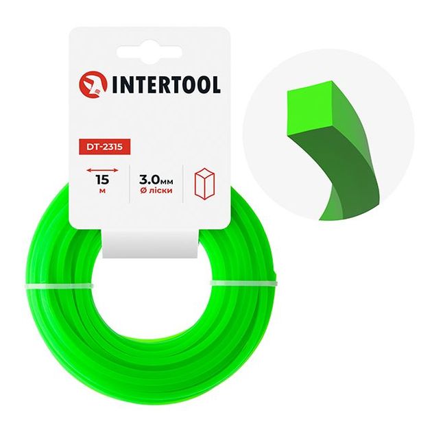 Леска квадратная для триммера 3.0 мм, 15 м INTERTOOL DT-2315, фото  | SNABZHENIE.com.ua