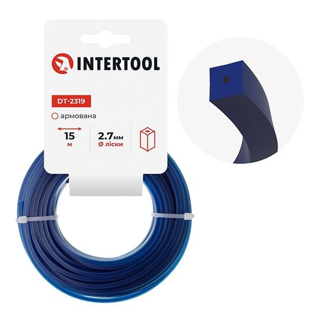 Леска для триммера квадратная, 2.7 мм, 15 м INTERTOOL DT-2319, фото  | SNABZHENIE.com.ua