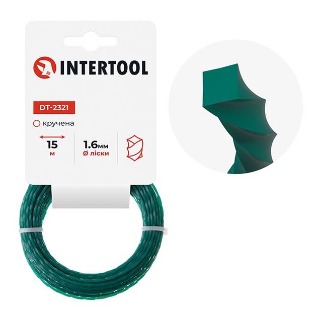 Леска для триммера квадратная, 1.6 мм*15 м INTERTOOL DT-2321, фото  | SNABZHENIE.com.ua