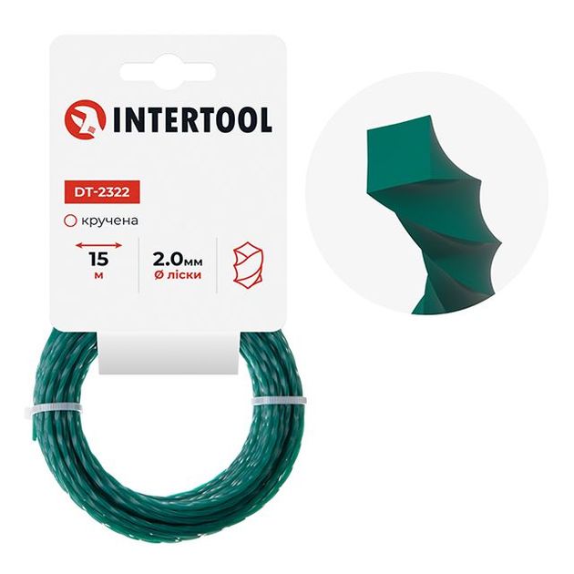 Леска для триммера квадратная, 2.0 мм, 15 м INTERTOOL DT-2322, фото  | SNABZHENIE.com.ua